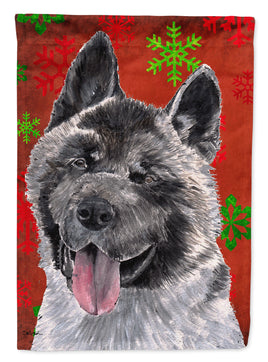 Akita Red Snowflakes Holiday Christmas Flag Canvas House Size SC9482CHF