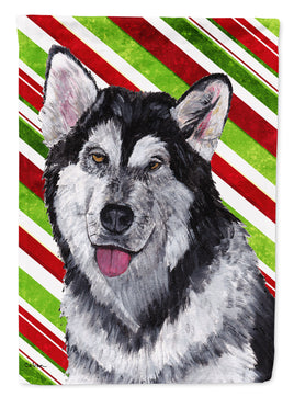 Alaskan Malamute Candy Cane Holiday Christmas Flag Canvas House Size SC9490CHF