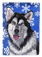 Alaskan Malamute Winter Snowflakes Holiday Flag Canvas House Size SC9491CHF