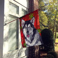 Alaskan Malamute Red Snowflakes Holiday Christmas  Flag Canvas House Size SC9492CHF