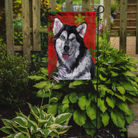 Alaskan Malamute Red Snowflakes Holiday Christmas Flag Garden Size SC9492GF