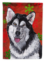 Alaskan Malamute Red Snowflakes Holiday Christmas Flag Garden Size SC9492GF