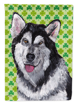 Alaskan Malamute St. Patrick's Day Shamrock Flag Canvas House Size SC9493CHF