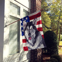 Alaskan Malamute USA Patriotic American Flag Flag Canvas House Size SC9497CHF