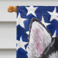 Alaskan Malamute USA Patriotic American Flag Flag Canvas House Size SC9497CHF