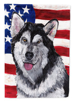 Alaskan Malamute USA Patriotic American Flag Flag Canvas House Size SC9497CHF