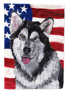 Alaskan Malamute USA Patriotic American Flag Flag Canvas House Size SC9497CHF