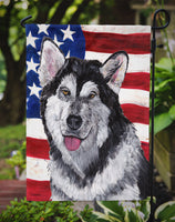 Alaskan Malamute USA Patriotic American Flag Flag Garden Size SC9497GF