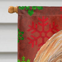 Afghan Hound Red Snowflakes Holiday Christmas  Flag Canvas House Size SC9501CHF