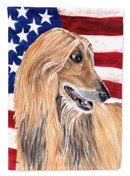 Afghan Hound USA Patriotic American Flag Flag Canvas House Size SC9506CHF