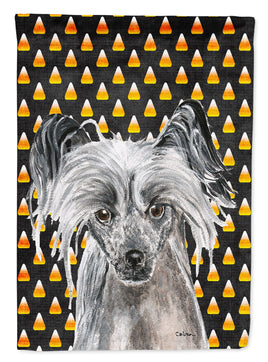 Chinese Crested Halloween Candy Corn Flag Canvas House Size