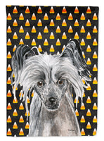 Chinese Crested Halloween Candy Corn Flag Garden Size