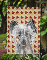 Chinese Crested Fall Leaves Flag Garden Size