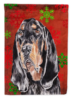 Coonhound Red Snowflake Christmas Flag Canvas House Size