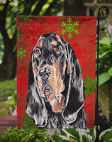 Coonhound Red Snowflake Christmas Flag Garden Size