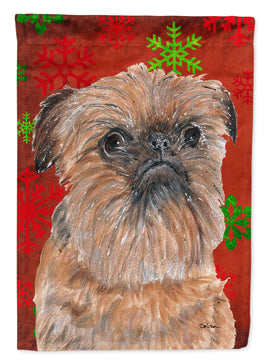 Brussels Griffon Red Snowflake Christmas Flag Garden Size