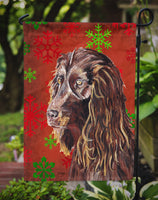 Boykin Spaniel Red Snowflake Christmas Flag Garden Size