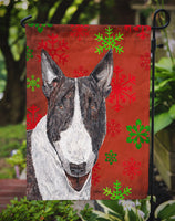 Bull Terrier Red Snowflake Christmas Flag Garden Size