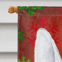 Bull Terrier Red Snowflake Christmas Flag Canvas House Size