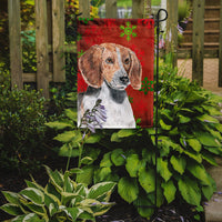 English Foxhound Red Snowflake Christmas Flag Garden Size