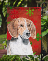 English Foxhound Red Snowflake Christmas Flag Garden Size