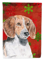 English Foxhound Red Snowflake Christmas Flag Garden Size