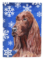 Irish Setter Blue Snowflake Winter Flag Canvas House Size