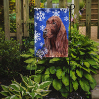 Irish Setter Blue Snowflake Winter Flag Garden Size