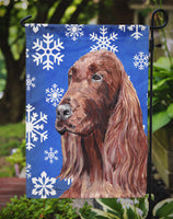 Irish Setter Blue Snowflake Winter Flag Garden Size