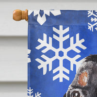 Coonhound Blue Snowflake Winter Flag Canvas House Size