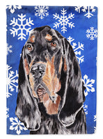 Coonhound Blue Snowflake Winter Flag Canvas House Size