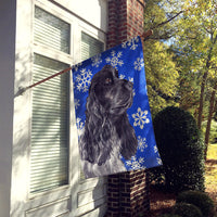 Cocker Spaniel Blue Snowflake Winter Flag Canvas House Size