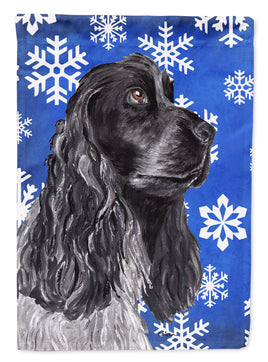 Cocker Spaniel Blue Snowflake Winter Flag Canvas House Size