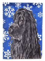 English Cocker Spaniel Blue Snowflake Winter Flag Canvas House Size