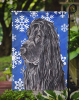 English Cocker Spaniel Blue Snowflake Winter Flag Garden Size