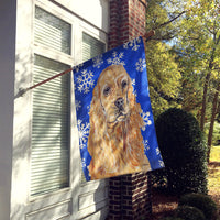 Cocker Spaniel Blue Snowflake Winter Flag Canvas House Size