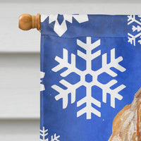 Cocker Spaniel Blue Snowflake Winter Flag Canvas House Size