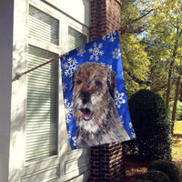 Border Terrier Blue Snowflake Winter Flag Canvas House Size