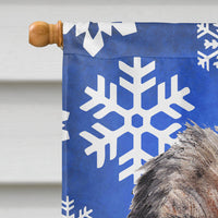 Border Terrier Blue Snowflake Winter Flag Canvas House Size