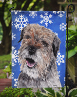 Border Terrier Blue Snowflake Winter Flag Garden Size