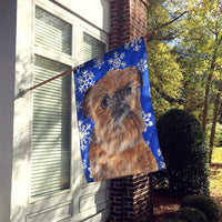 Brussels Griffon Blue Snowflake Winter Flag Canvas House Size