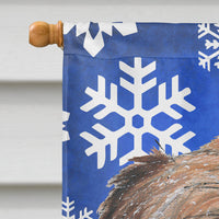 Brussels Griffon Blue Snowflake Winter Flag Canvas House Size