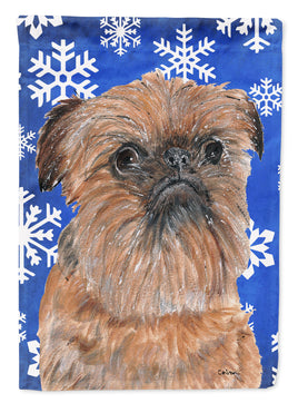 Brussels Griffon Blue Snowflake Winter Flag Canvas House Size