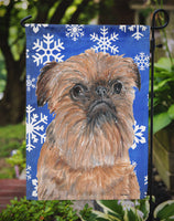 Brussels Griffon Blue Snowflake Winter Flag Garden Size