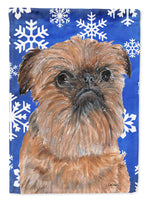 Brussels Griffon Blue Snowflake Winter Flag Garden Size