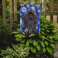 Brussels Griffon Blue Snowflake Winter Flag Garden Size