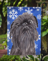 Brussels Griffon Blue Snowflake Winter Flag Garden Size