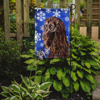 Boykin Spaniel Blue Snowflake Winter Flag Garden Size