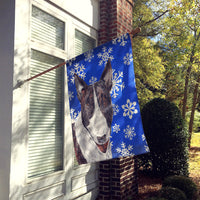 Bull Terrier Blue Snowflake Winter Flag Canvas House Size