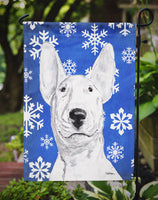 Bull Terrier Blue Snowflake Winter Flag Garden Size